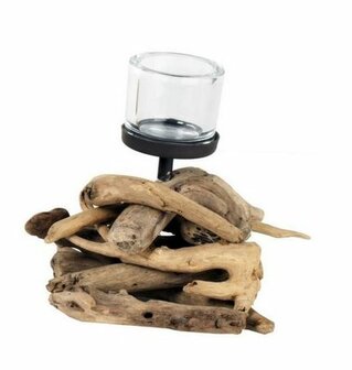 Windlicht drijfhout H15cm