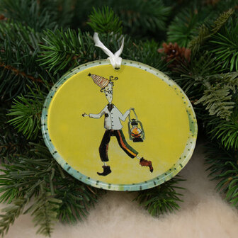 Kerstbal jongen met lamp 