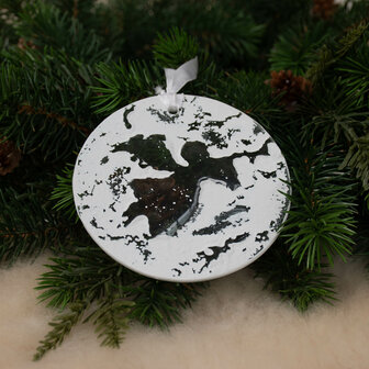 Kerstbal glas engel trompet